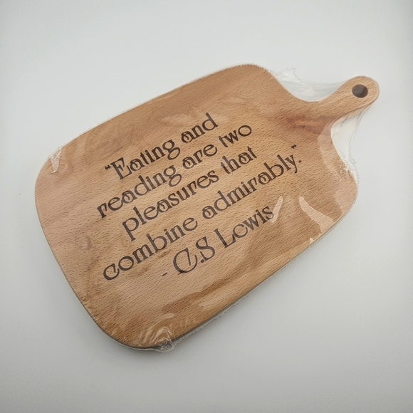 NEW Light Wood Paddle Serving Board with Engraved Quote by C.S Lewis - Picture 1 of 3